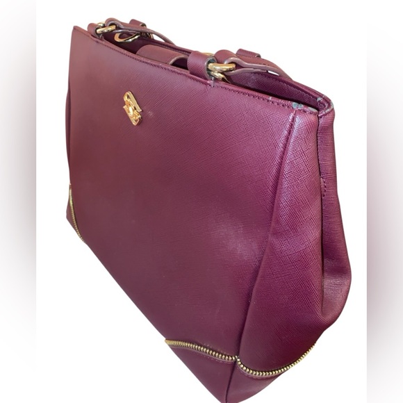 GLASS LADDER & Co. “Michelle” Medium Tote Bag Shoulder Bag in Burgundy & Gold - Picture 5 of 10